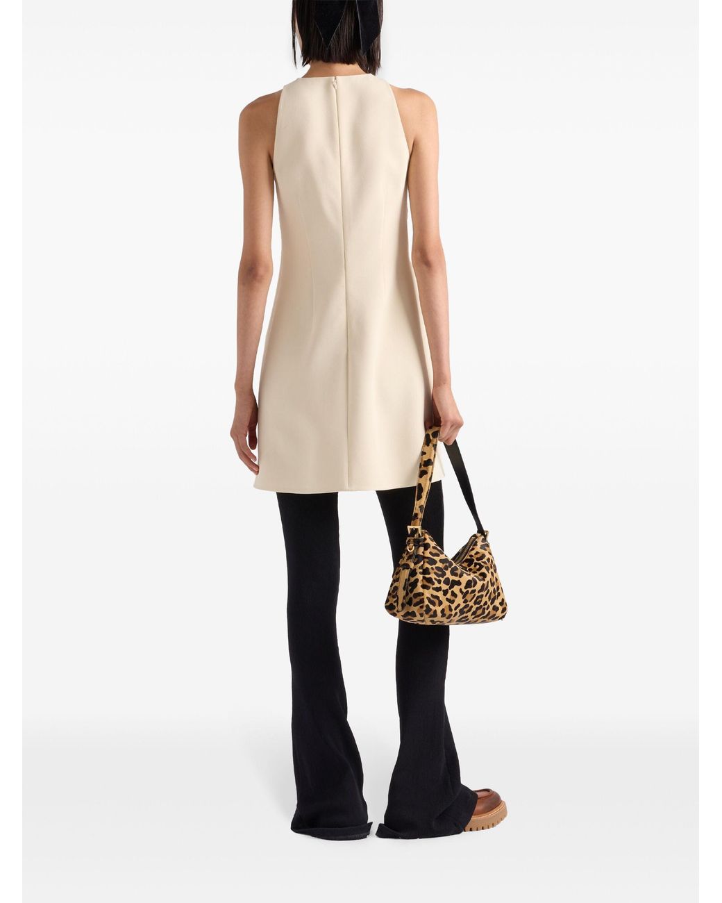 Prada Natural Bow Detailing Short Dress