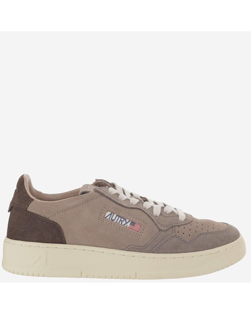Autry Gray Suede Medalist Low Sneakers With Contrast Heel Tab