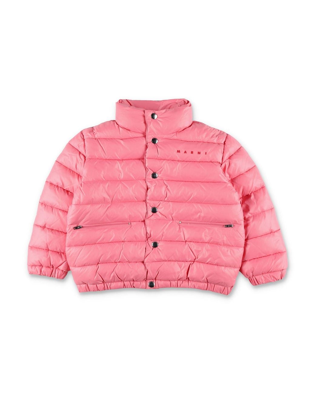 Marni Pink Girls Puffer Jacket With Stand Collar