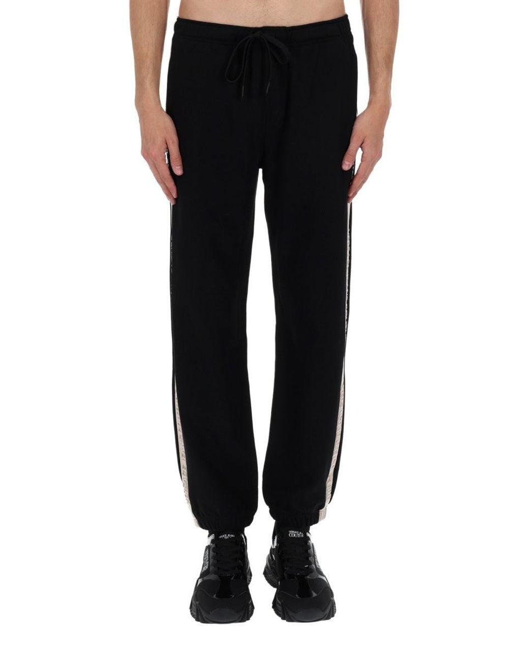 Versace Jeans Couture Black Pantalone Jogging Con Logo for men