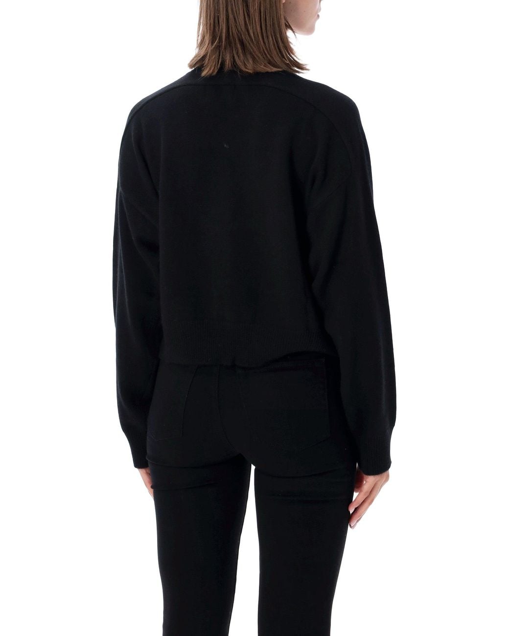 Loulou de Saison Black Cashmere V-Neck Boxy Sweater