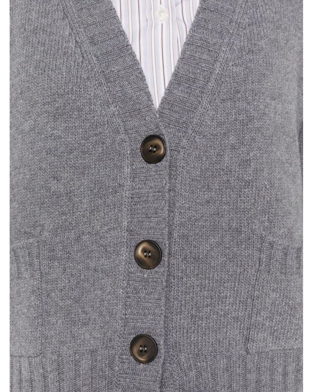 Base London Gray Wool V Necked Cardigan