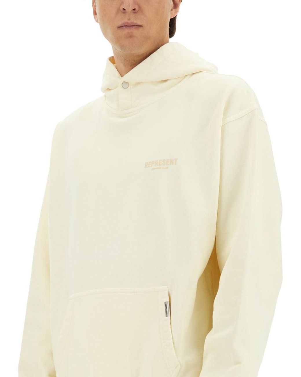 Represent White Relaxed Fit Off- Hoodie for men