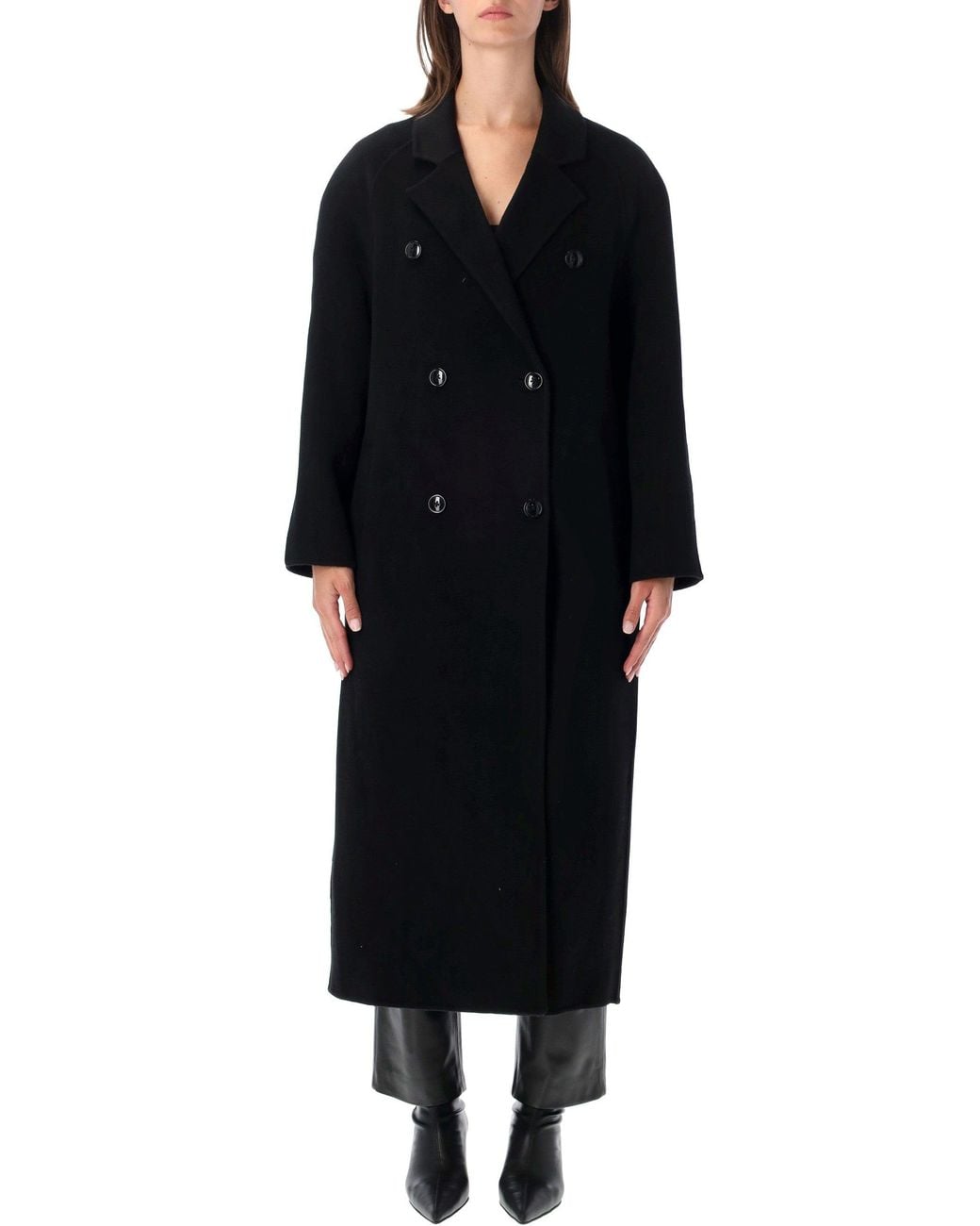 Loulou de Saison Black Double-Breasted Wool Coat