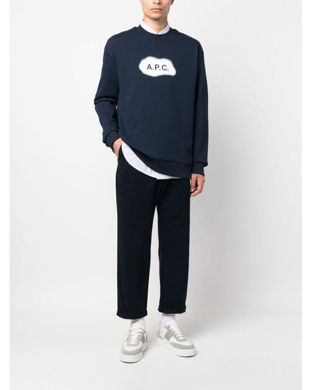 A.P.C. Blue Logo Organic Cotton Sweatshirt for men