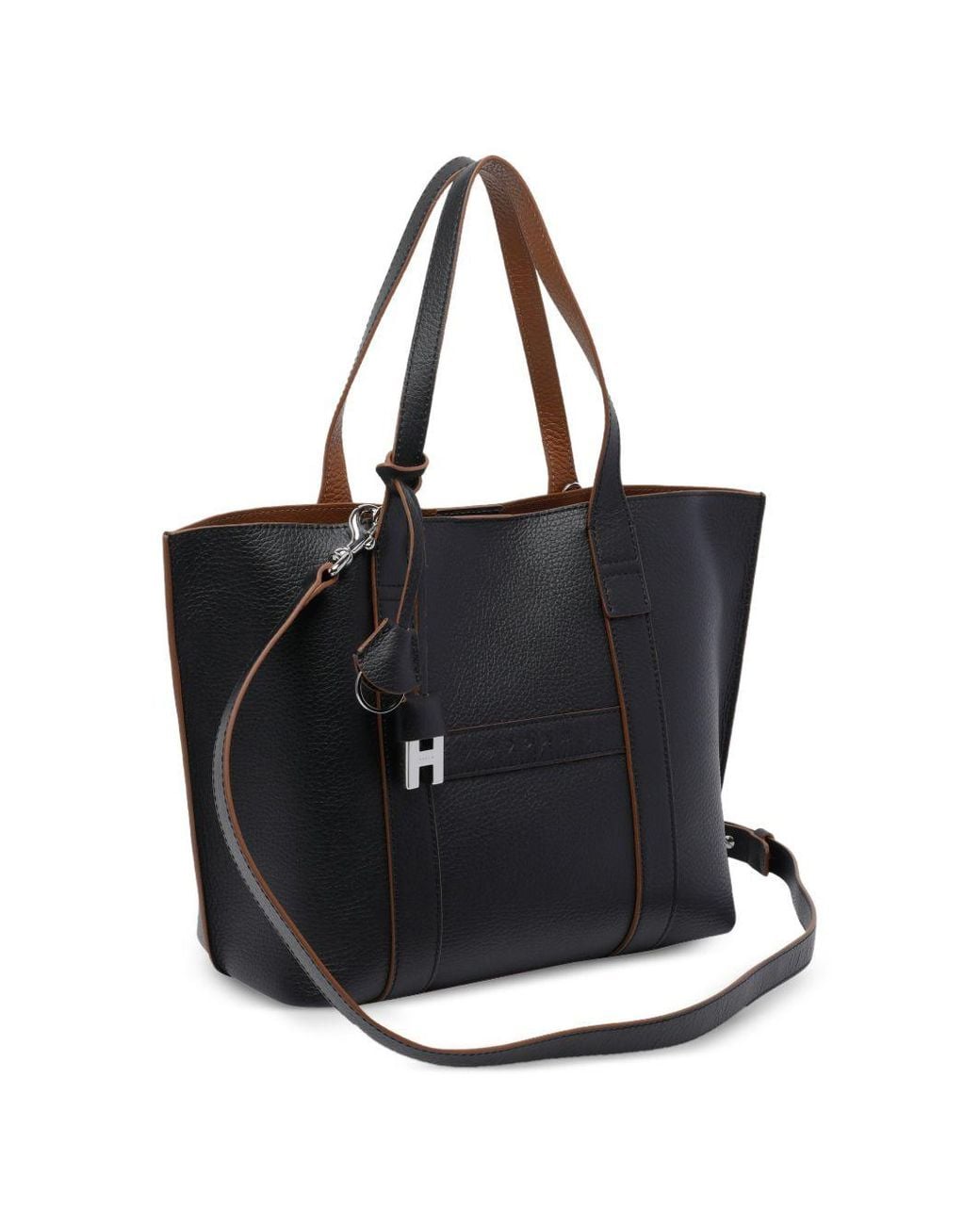 Hogan Black Script Small Leather Tote Bag