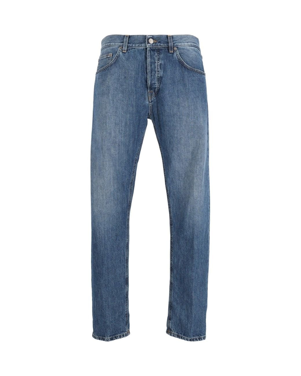 Dondup Blue Straight-Leg Jeans With Mid-Rise Waist And Five-Pocket Design