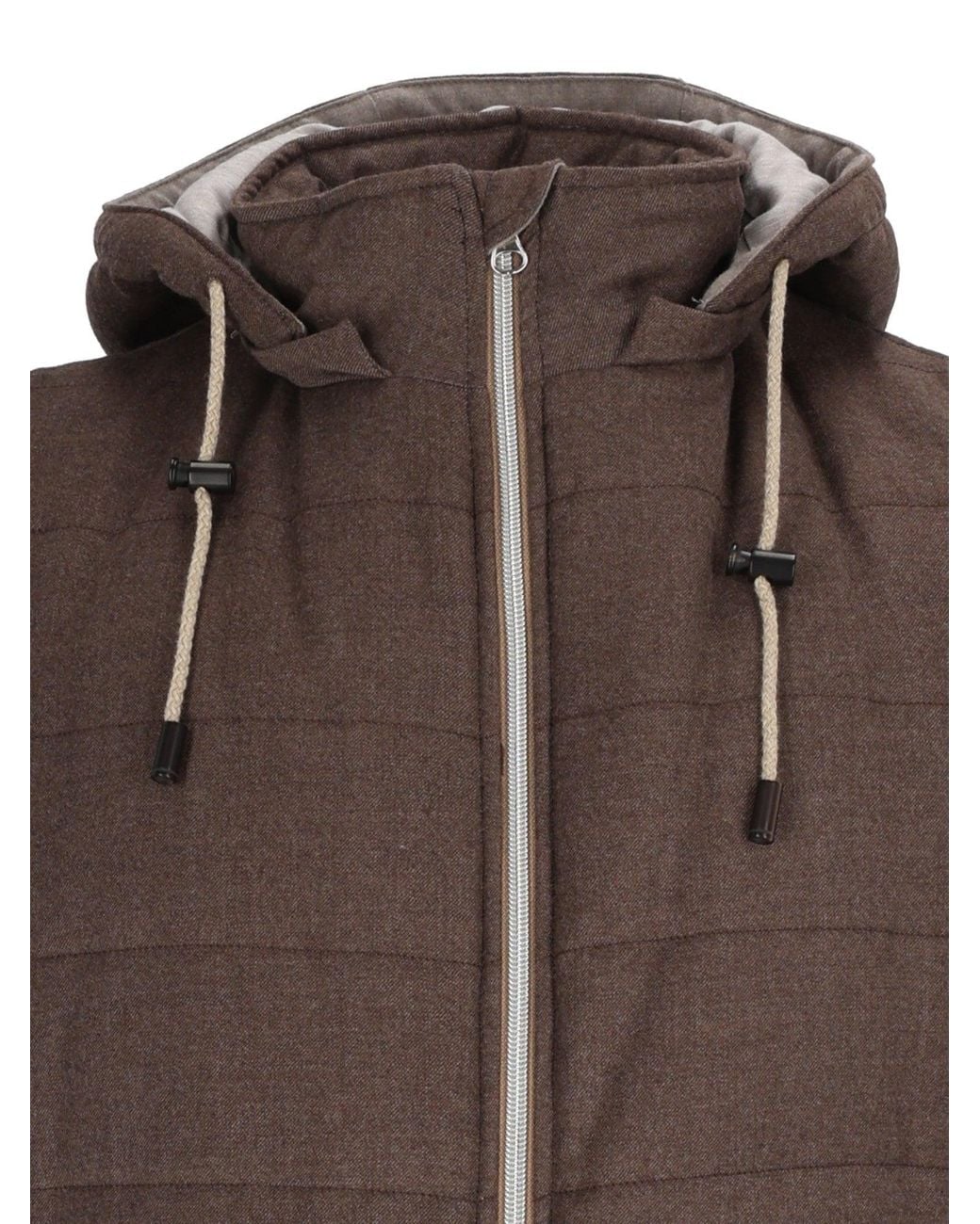 BRANDO-LUBIAM Brown Sleeveless Quilted Vest With Adjustable Hood And Front Zipper Closure