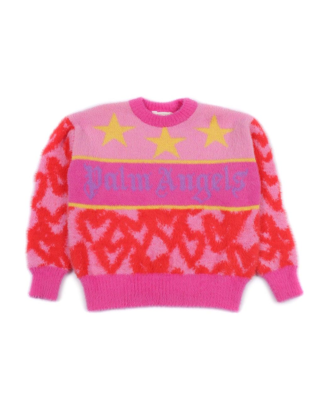 Palm Angels Pink Pa Spray Hearts Knit Crew Rose L