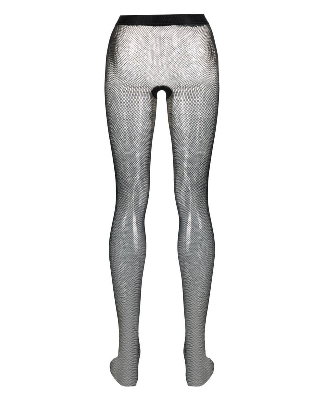 Wolford Gray Fishnet Semi-Sheer Tights