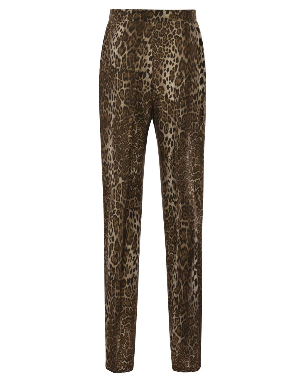 Max Mara Brown Maxmara Studio Mstromana – Silk Trousers With Animal Print