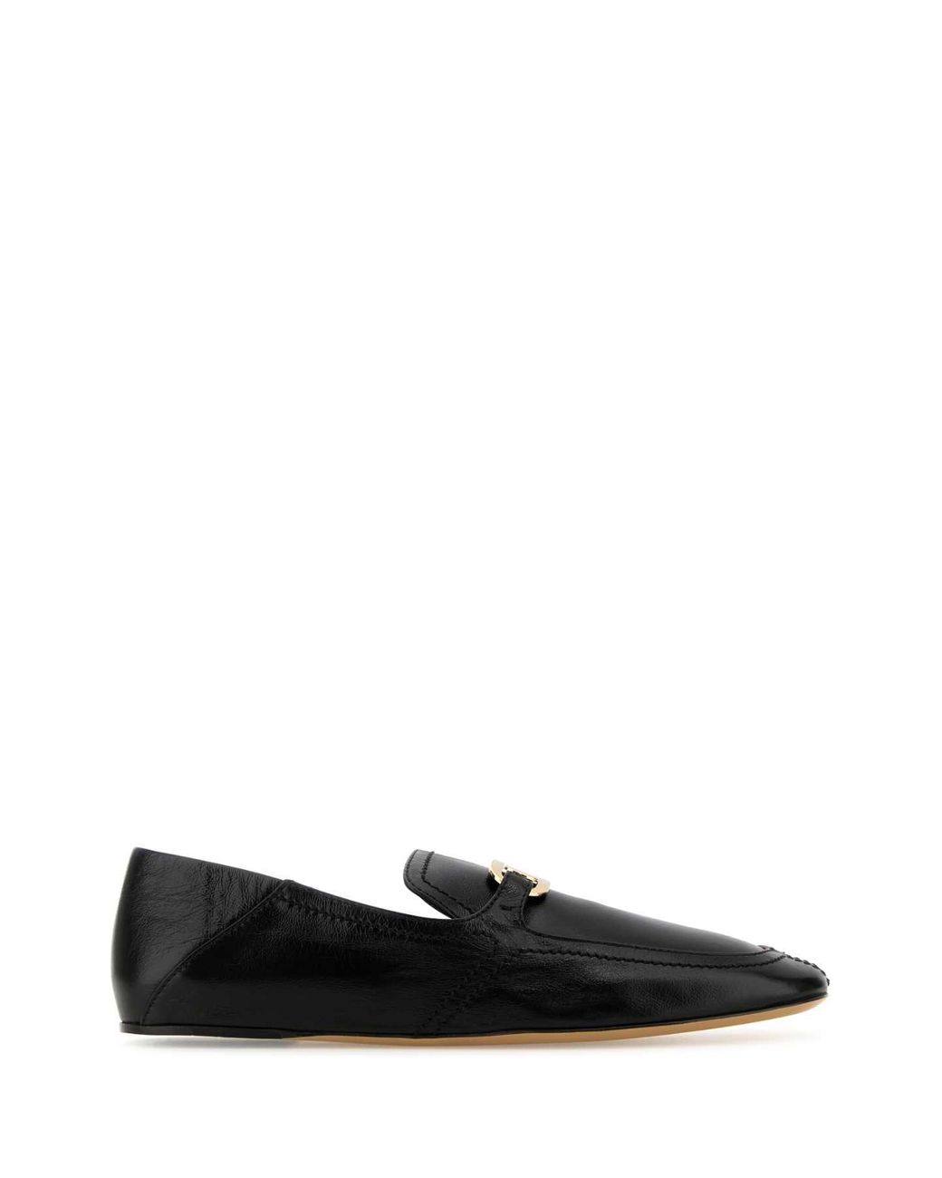 Ferragamo Black Leather Elaine Loafers