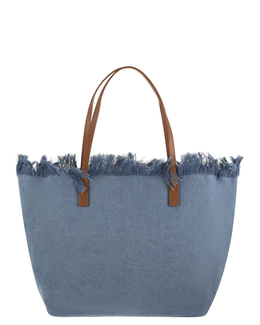 Mc2 Saint Barth Blue City Denim Shopper Bag With Embroidered Logo