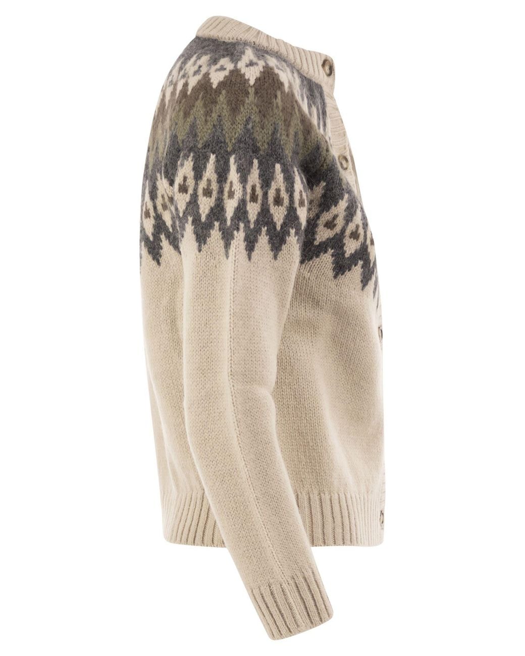Weekend by Maxmara Brown Wkdtarga Jacquard Alpaca Blend Cardigan