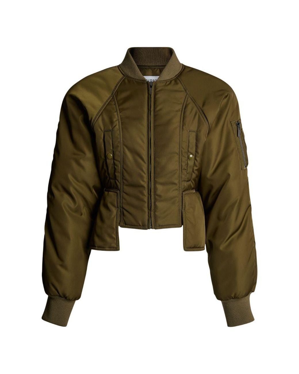 Balmain Green Nylon Bomber Jacket