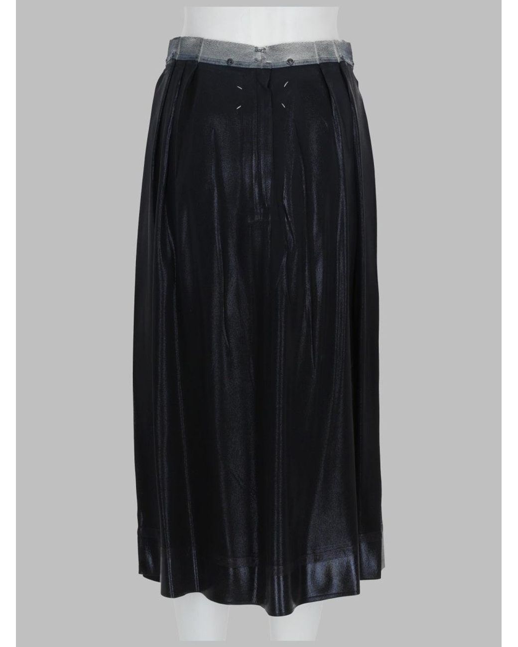 Maison Margiela Black Satin Midi Skirt