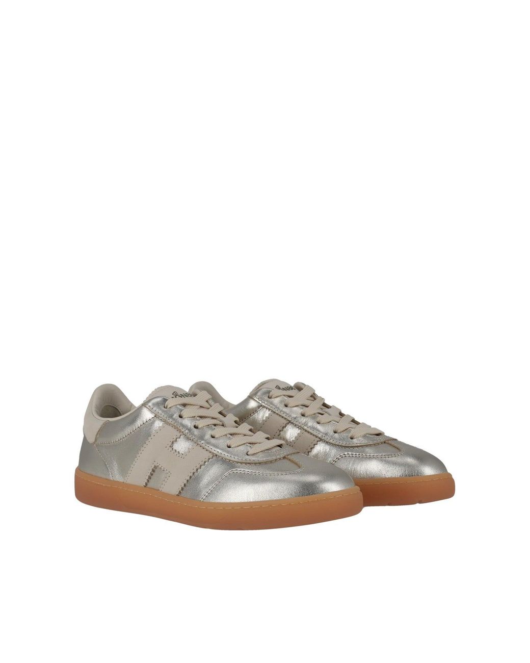 Hogan White Metallic Gum-Sole Cool Low-Top Sneakers