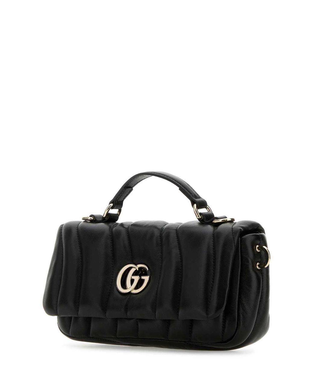 Gucci Black Leather Gg Milano Handbag