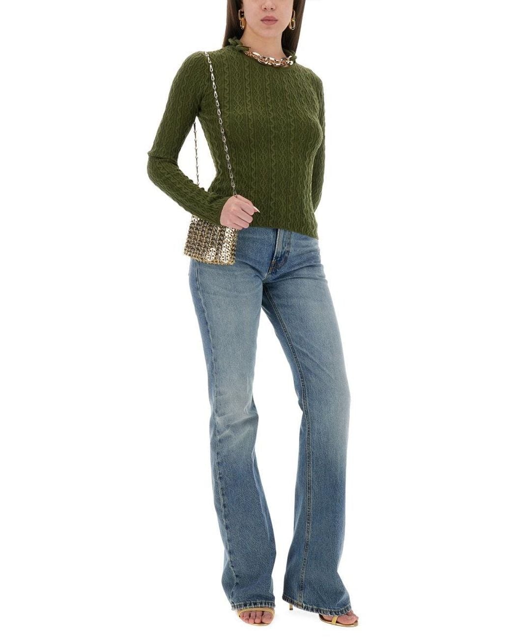Rabanne Green Wool Jersey.