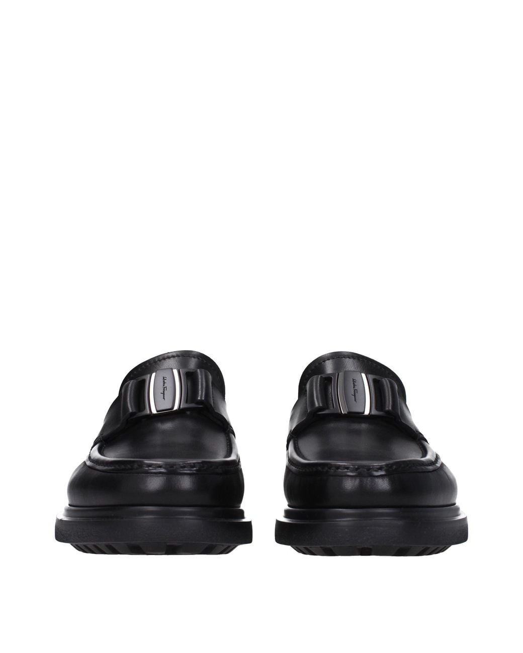 Ferragamo Black Mocassini Plano Uomo Pelle Nero for men