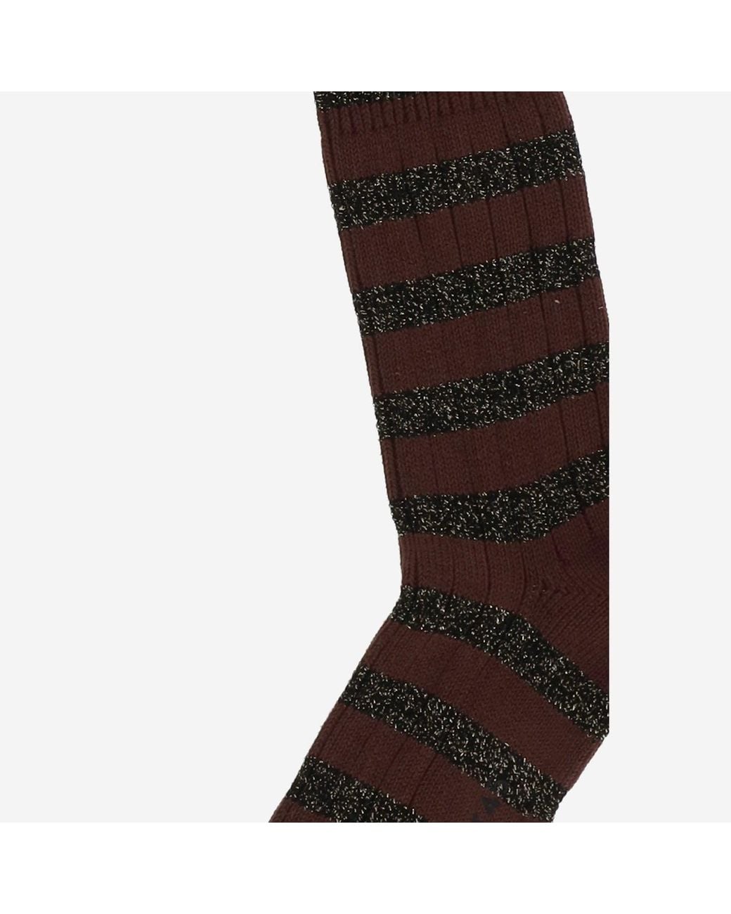 ANT45 Brown Stretch Cotton Blend Socks With A Striped Pattern