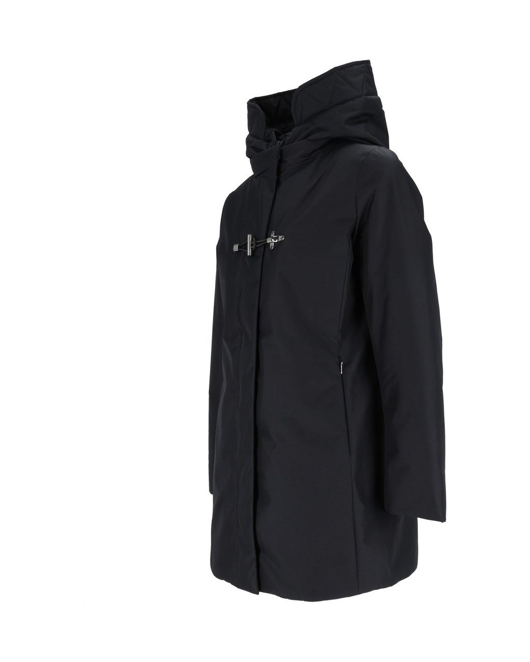 Fay Black Toggle Front Short Coat