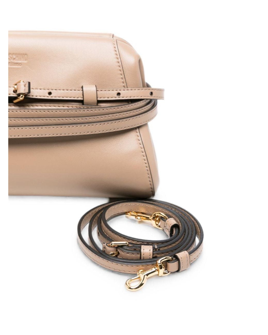 Moschino Natural Tie Me Leather Clutch