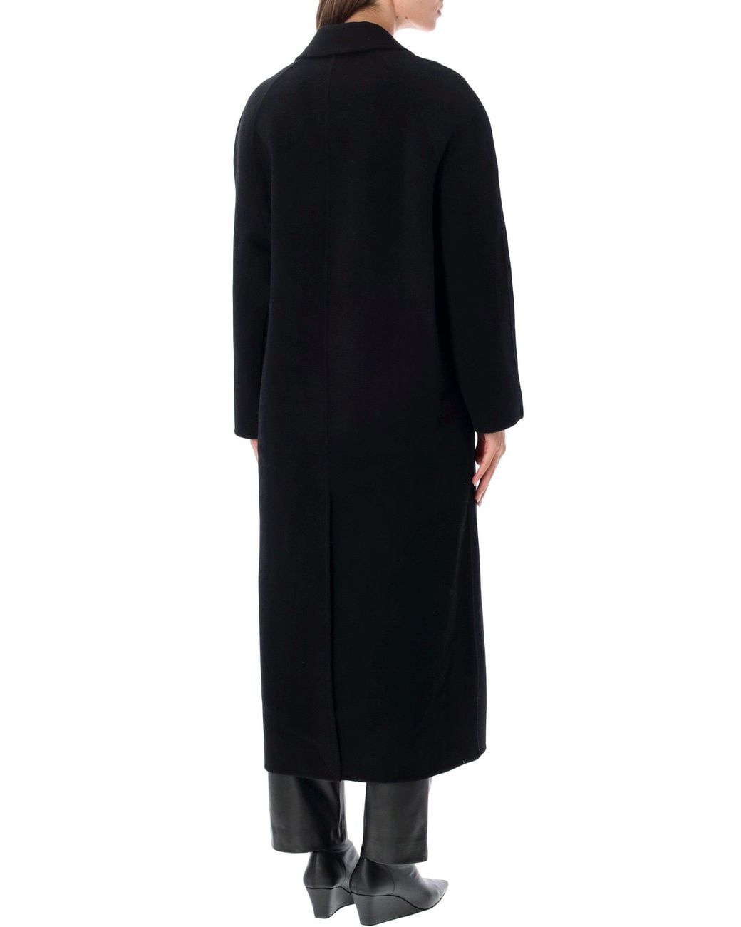 Loulou de Saison Black Double-Breasted Wool Coat