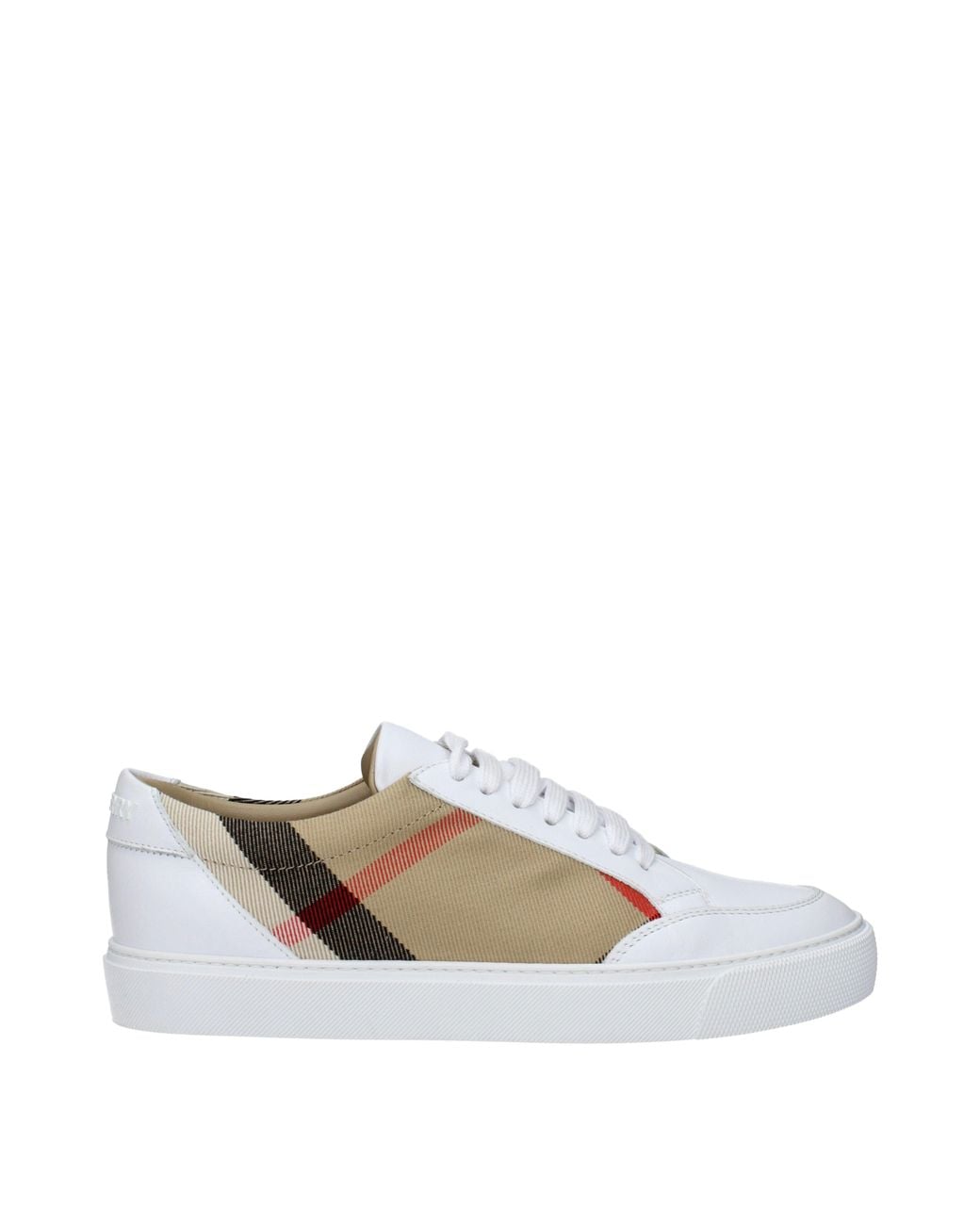Burberry White Vintage Check Canvas & Leather Sneaker