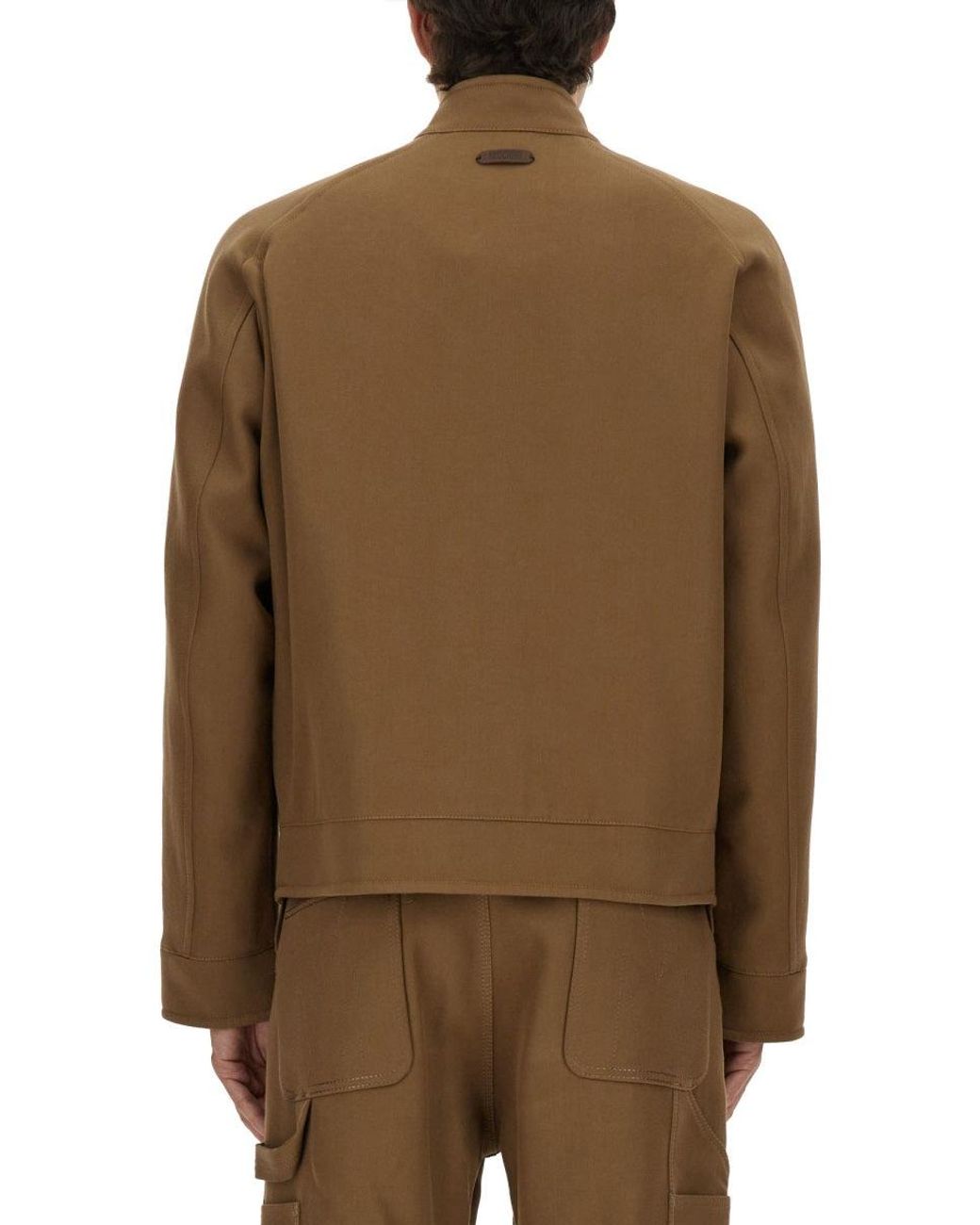 Moschino Brown Structured Boxy Jacket With High Collar