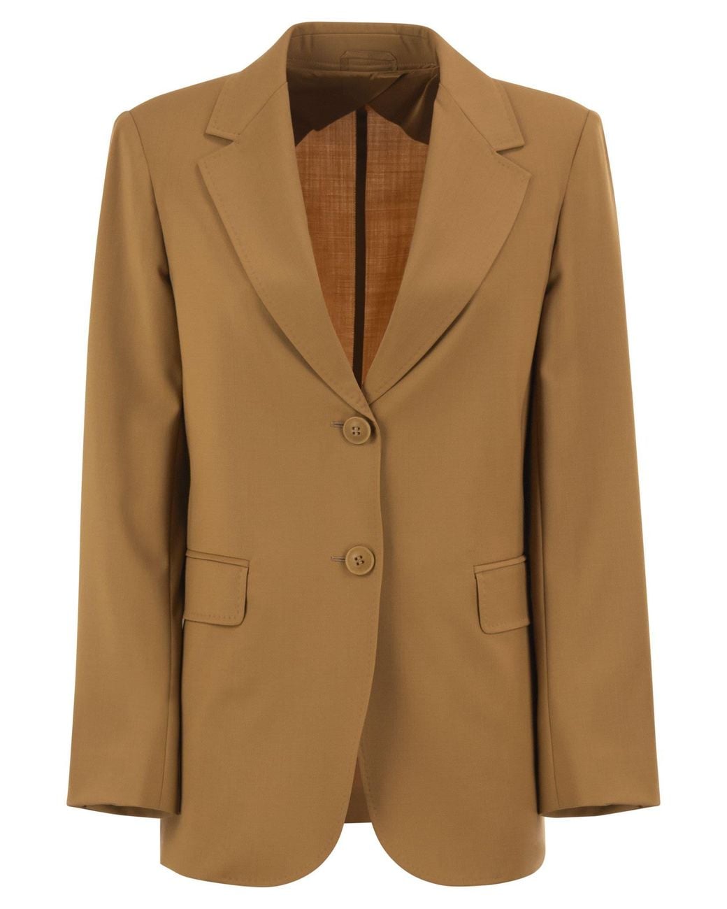 Max Mara Brown Maxmara Studio Mstassenzi – Pure Virgin Wool Single-Breasted Blazer