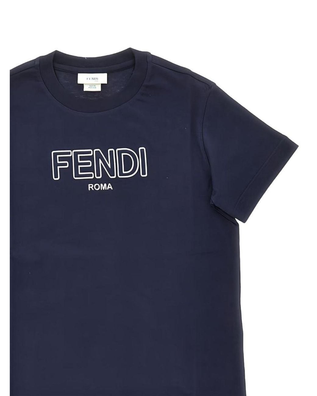 Fendi Blue T-Shirt With Logo