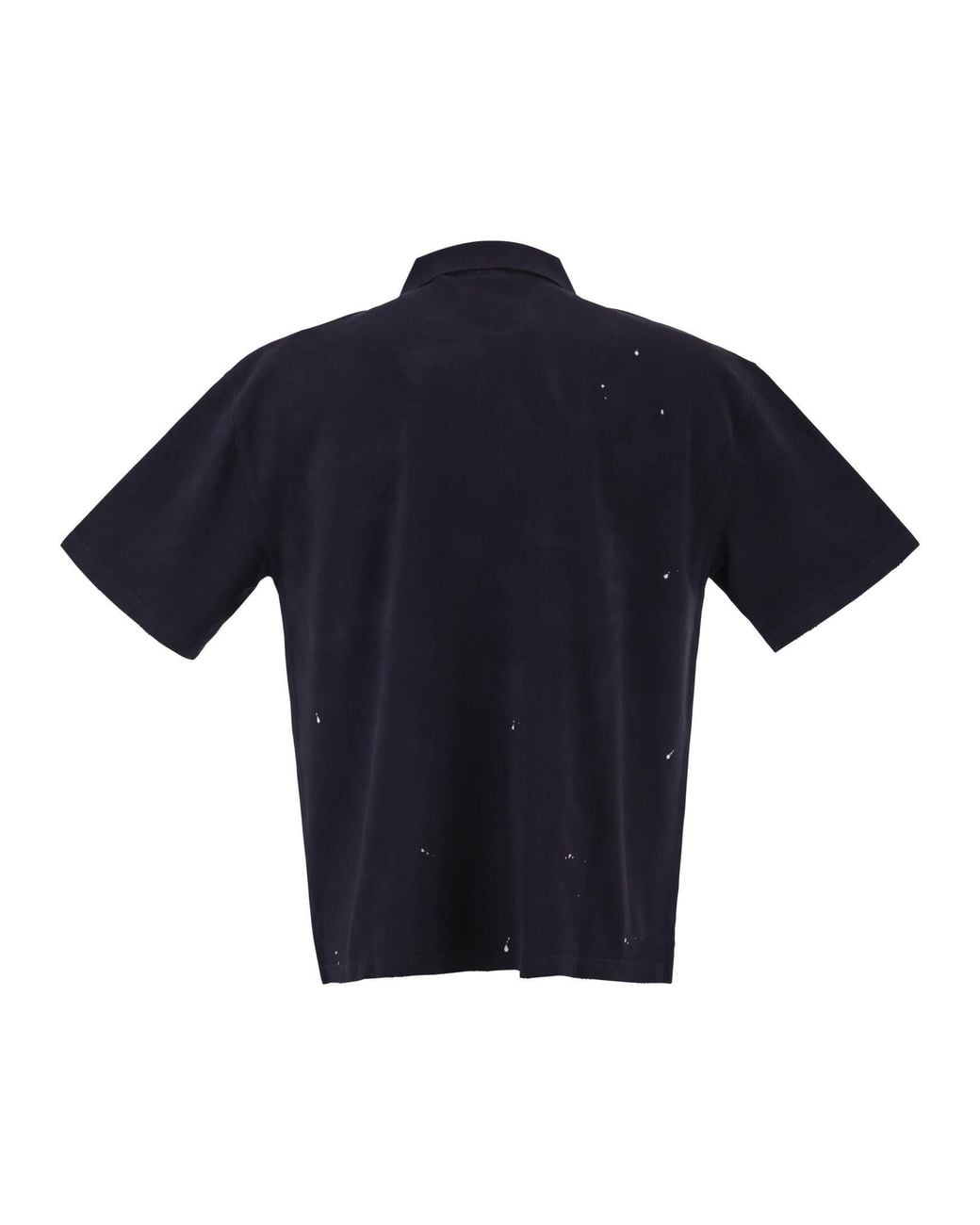 Carhartt Blue Cotton Polo Shirt With Paint Splatter Details
