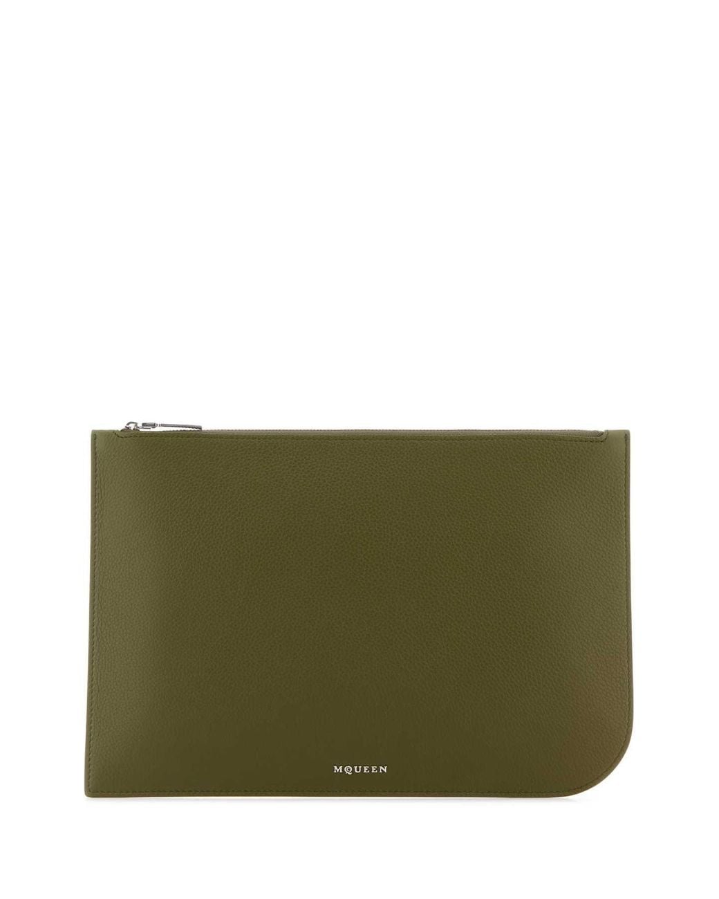 McQueen Green Leather Large Sling Pouch for men