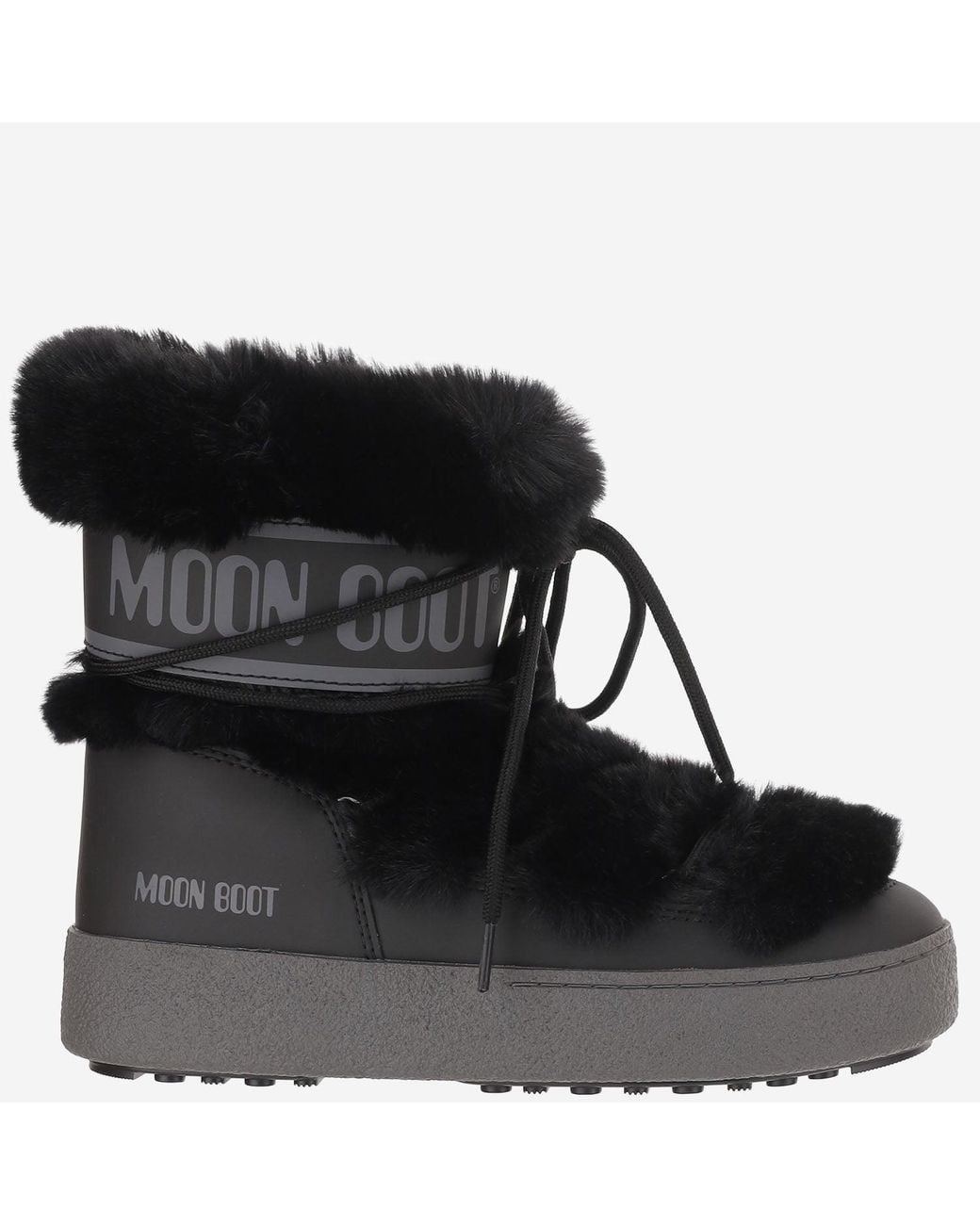 Moon Boot Black Ltrack Tube Faux Fur Ankle Boots