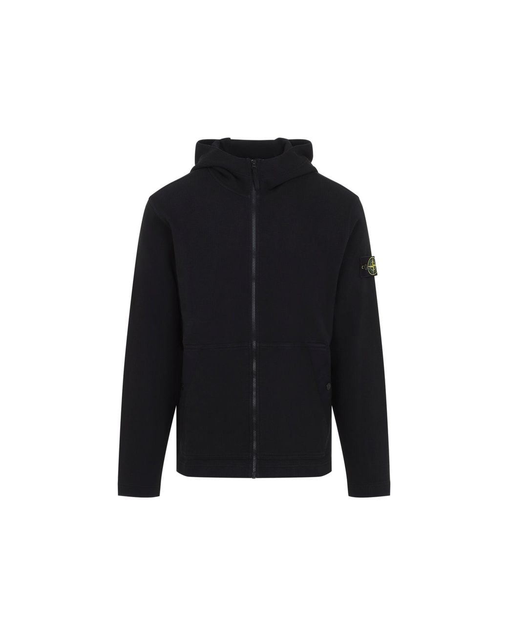 Stone Island Black Cotton Hoodie Sweater