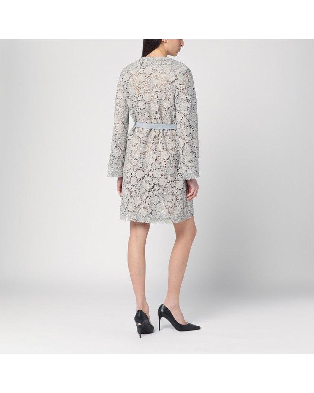 ジャケット P.A.R.O.S.H. Light grey lace long jacket P.A.R.O.S.H. P.A.R.O..H. Light Lace Long Jacket in Gray | Lyst