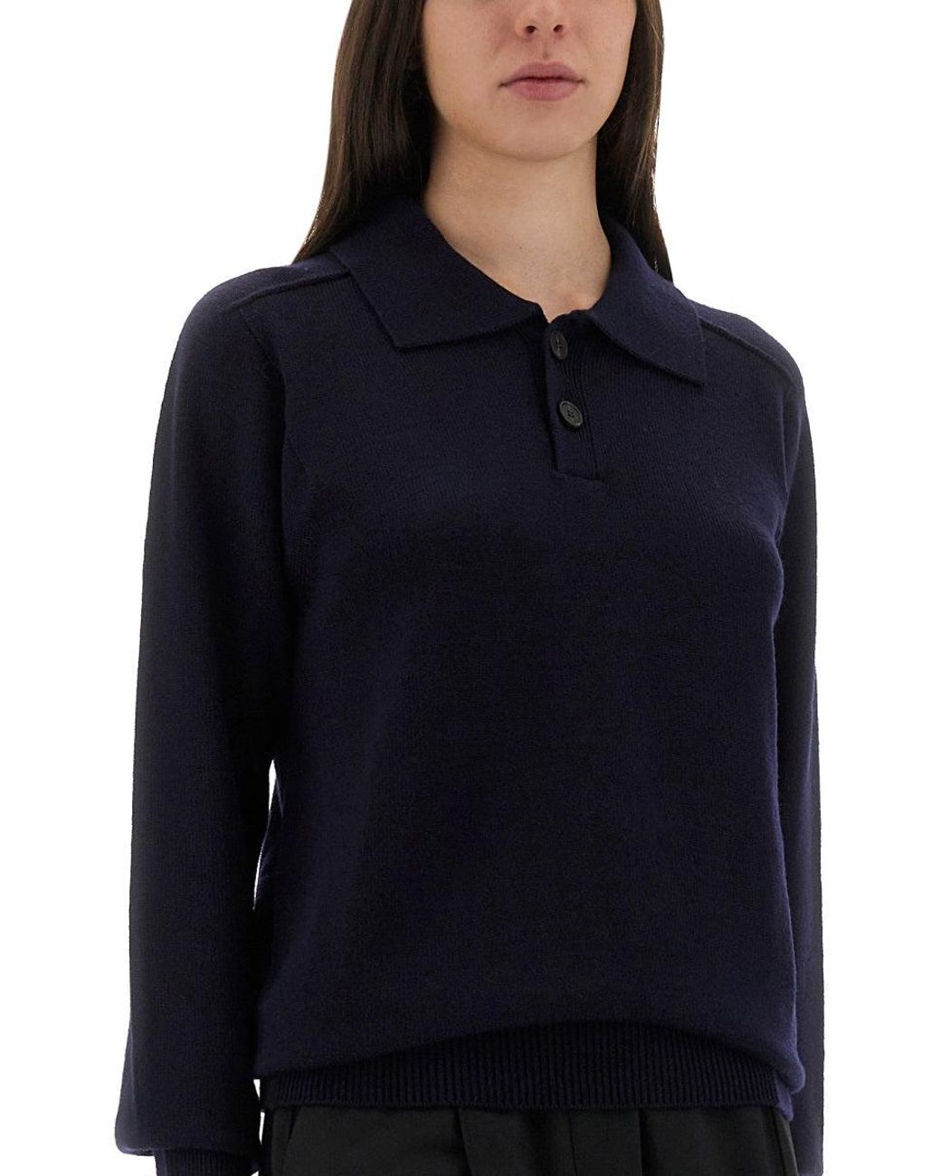 Studio Nicholson Blue "Inverness" Shirt With Polo Collar