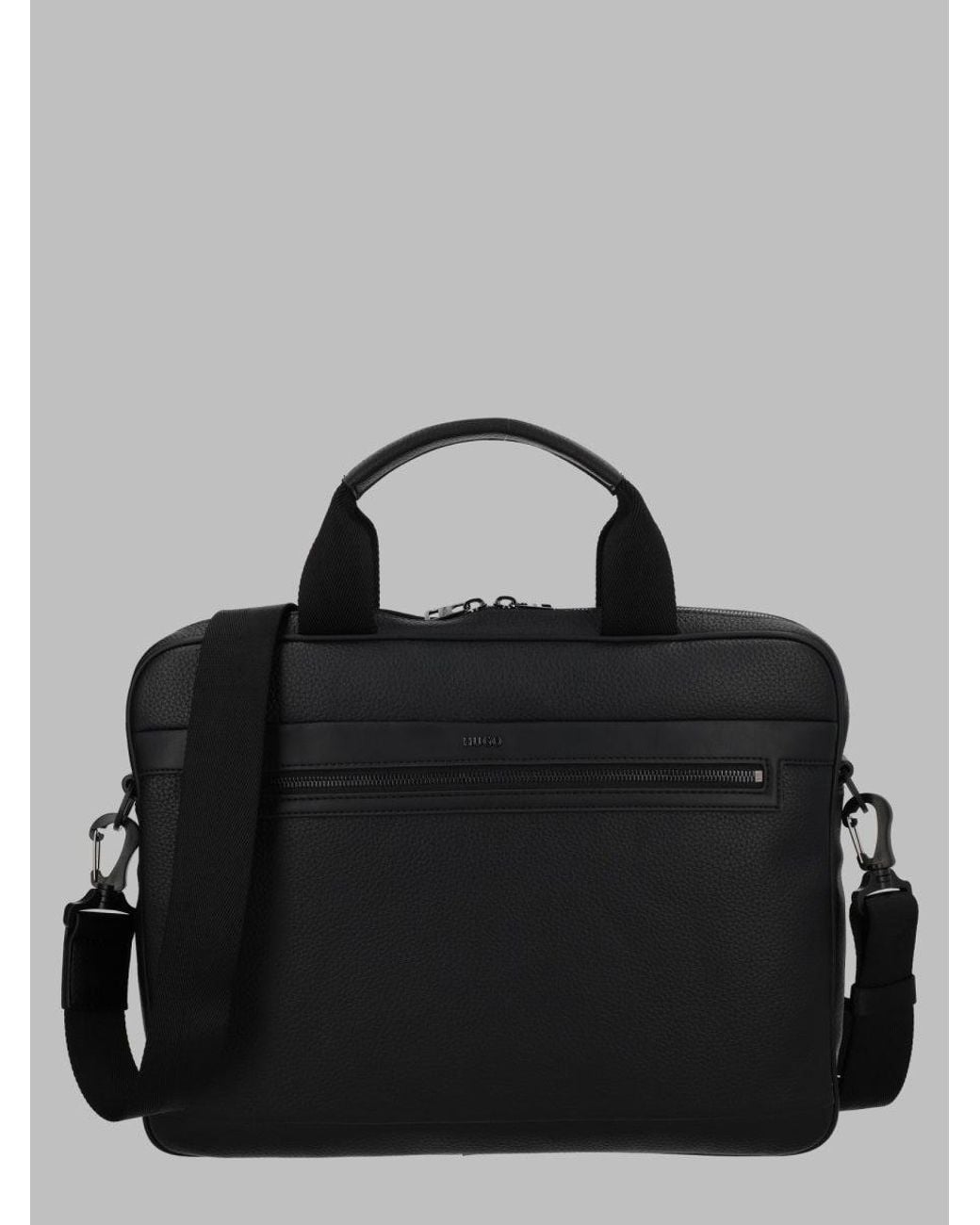 HUGO Black Laptop Briefcase With Detachable Shoulder Strap for men