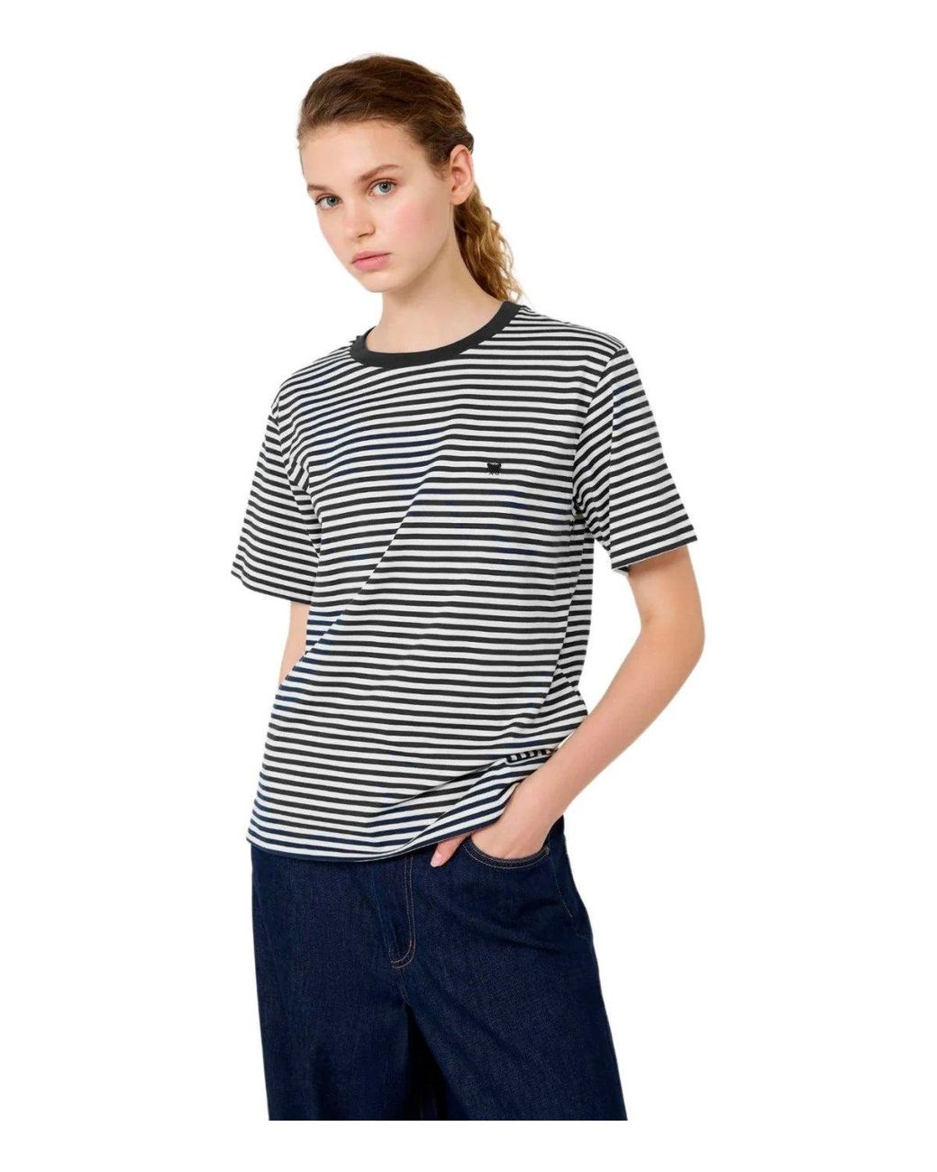 Weekend by Maxmara Black Venaco Striped T Shirt