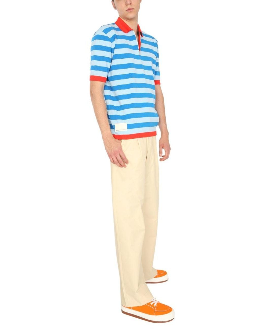 SUNNEI X ELEONORA BONUCCI Blue Knitted Polo for men