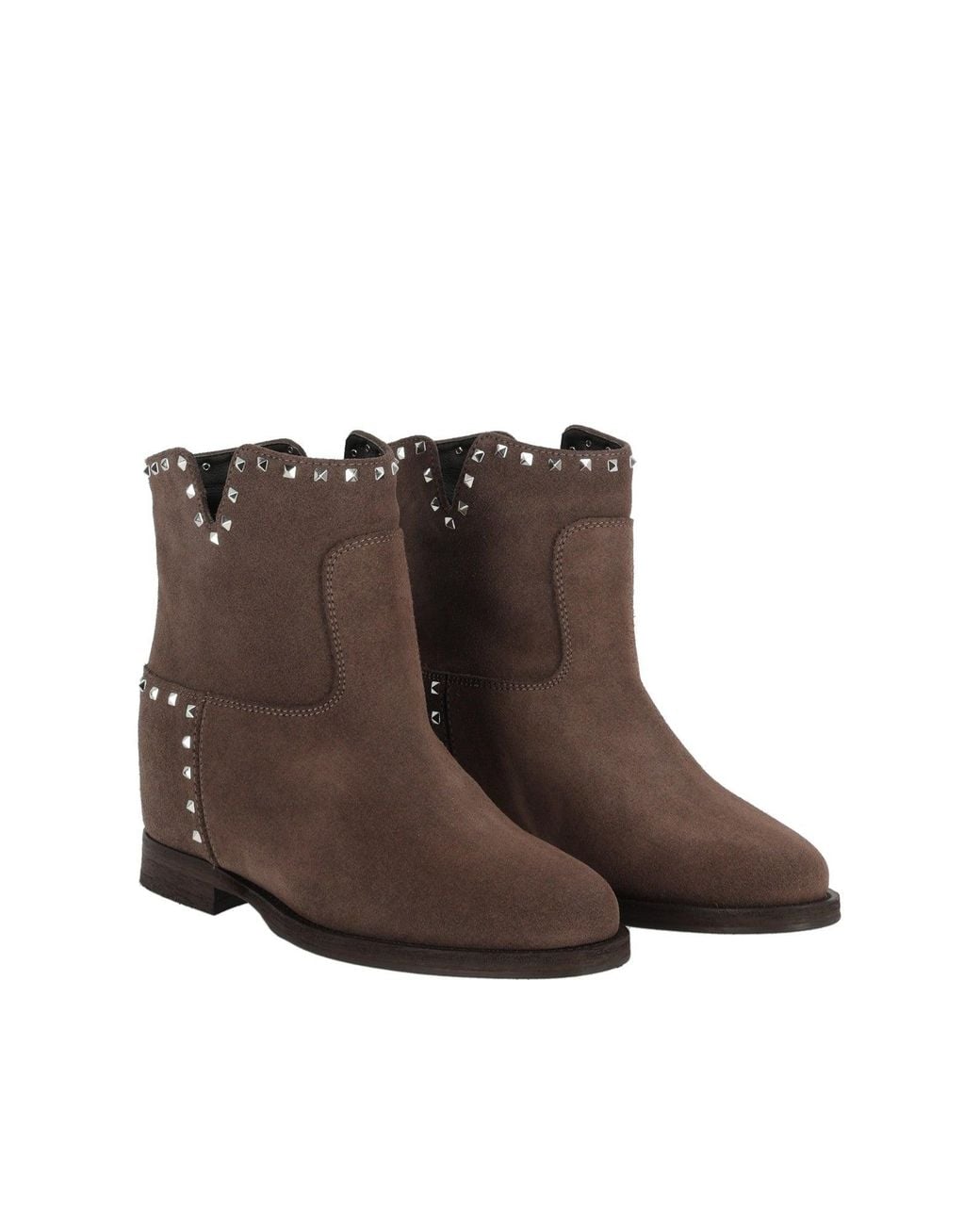 Via Roma 15 Brown Tronc Spacco Suede Metallic Ankle Boots