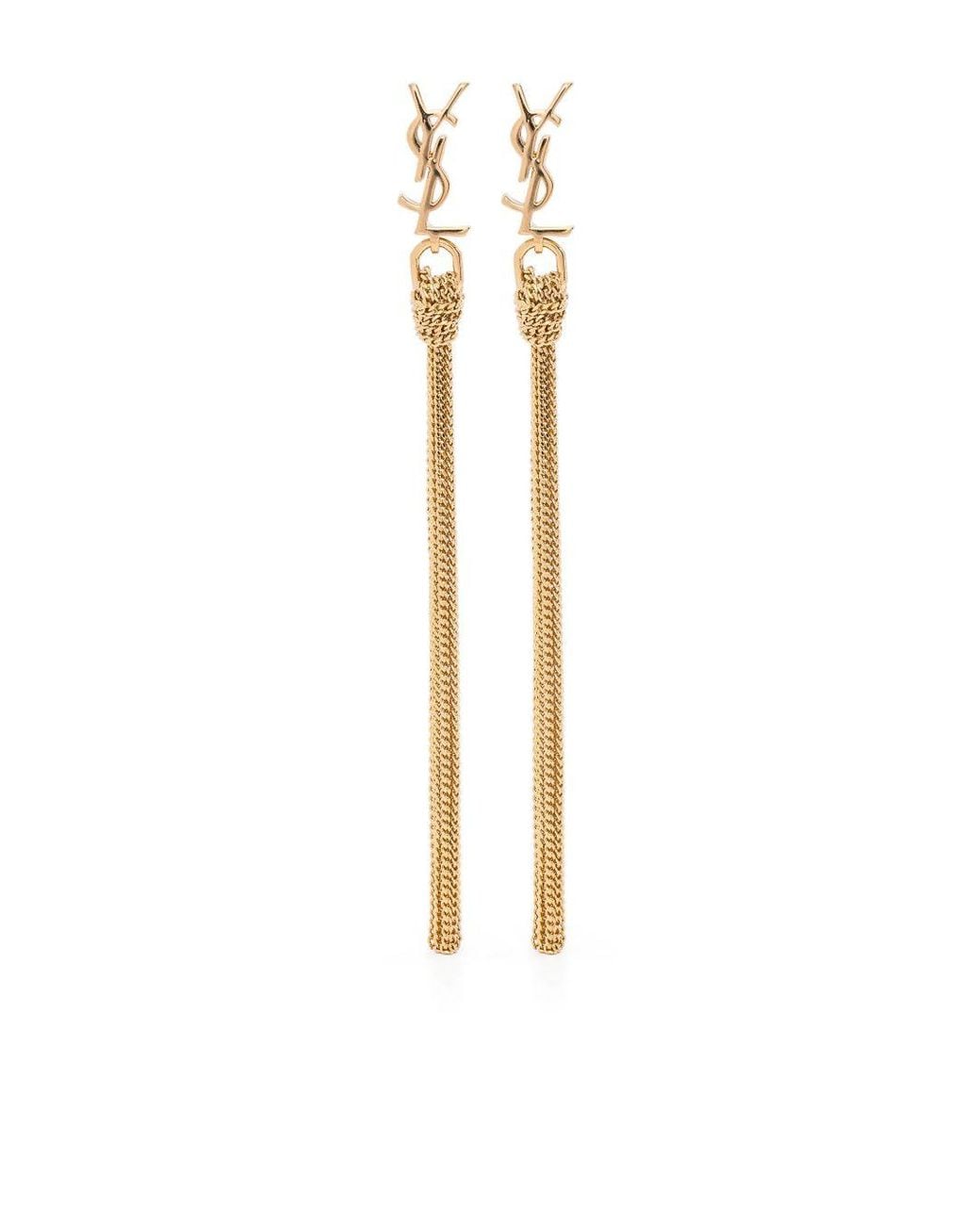 Saint Laurent White Cassandre Earrings