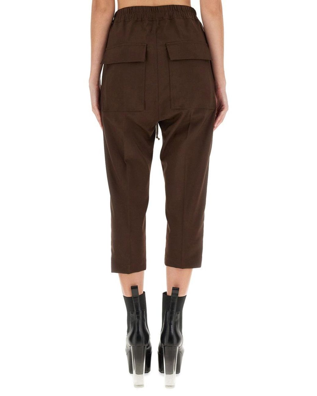 Rick Owens Brown Drawstring Astaires Cropped Pants