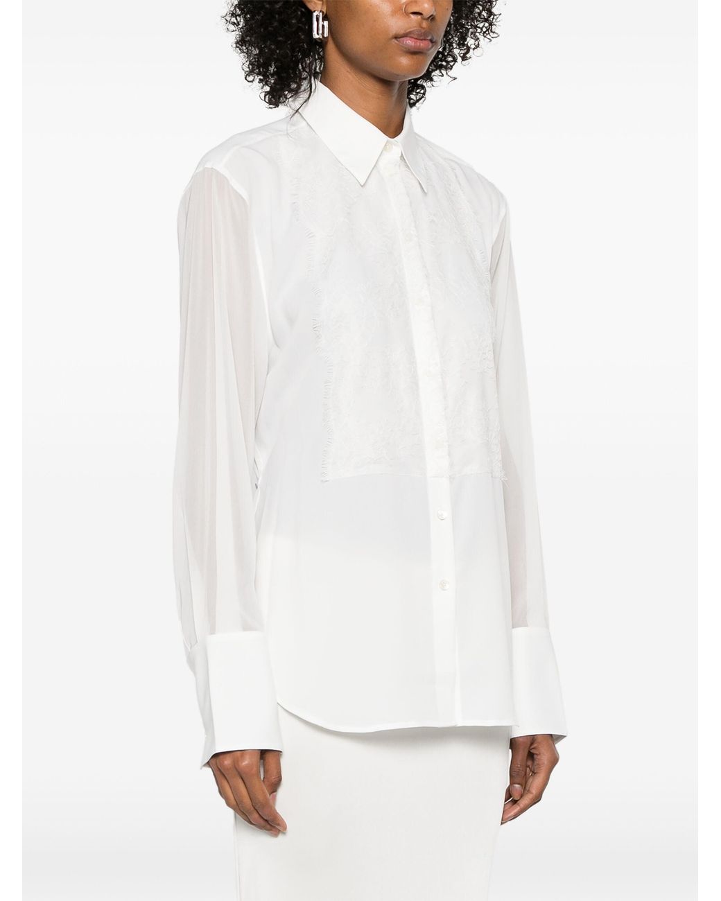 Helmut Lang White Hemd Mit Spitze