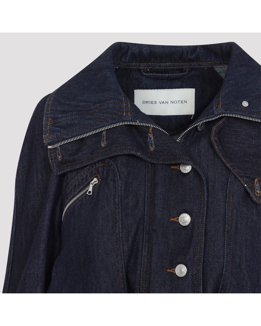 Dries Van Noten Vida Spijkerjack in het Blue