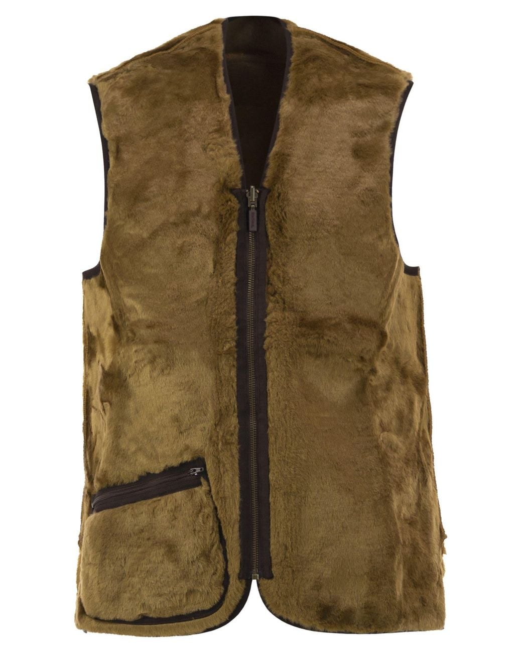 Barbour Green Reversible Shearling Effect Fleece Waistcoat