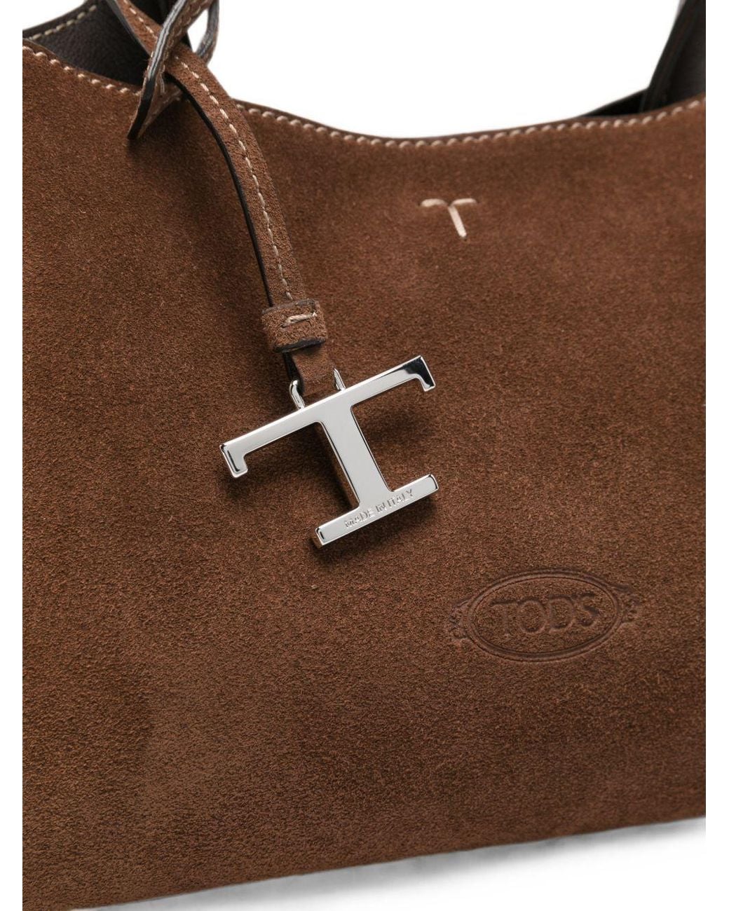 Tod's Brown T Timeless Micro Leather Handbag