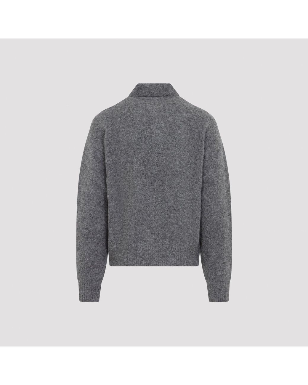 AMI Gray Alpaca Knit Polo Neck Sweater for men