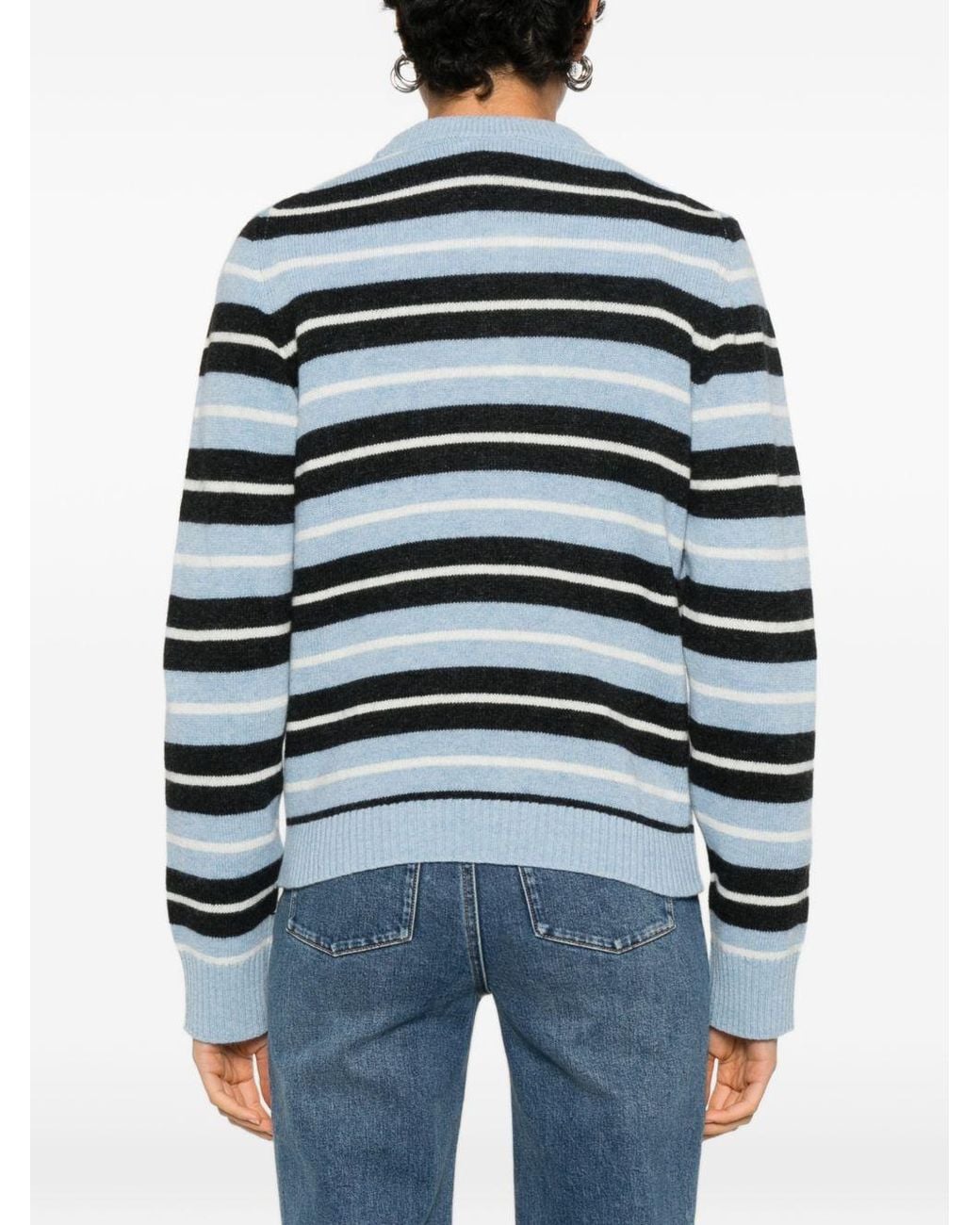 Ganni Blue Wool Crewneck Sweater